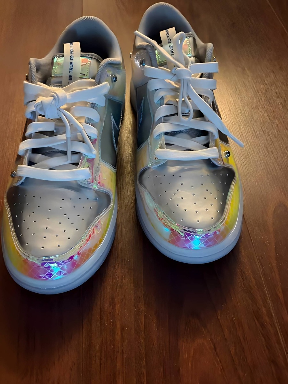 Nike Kids Iridescent Silver and Rainbow Accent Sneakers - Picture 3 of 4